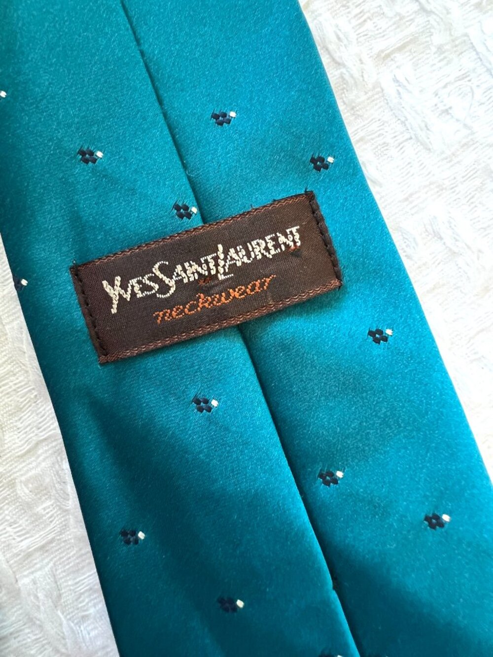 Vintage YSL Tie - Teal - Necktie - New Old Stock - Original Tag - Picture 5 of 7